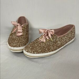 Kate Spade x Keds rose gold sneakers